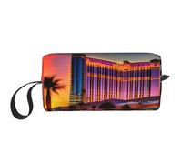 Las Vegas Sunset 1 bolsa de aseo de viaje, bolsa de maquillaje, bolsa de maquillaje de lona, bolsa de cosméticos multiusos con cremallera, Blanco, Talla única