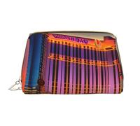 Las Vegas Sunset 1 - Bolsa de maquillaje de piel con cremallera de mano, bonita bolsa grande de apertura amplia, White, Talla única