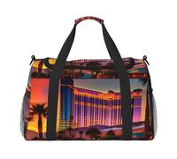 Las Vegas Sunset 1 - Bolsa de transporte para fin de semana con estampado de fin de semana, bolsa de viaje para mujeres y hombres, bolsa de equipaje de mano, Black, Talla única
