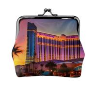Las Vegas Sunset 1 - Cartera de piel sintética de microfibra impresa con cierre de beso para organizar el cambio de llaves del lápiz labial