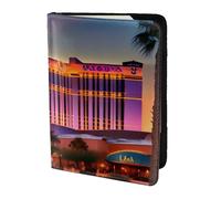 Las Vegas Sunset 1 funda de piel con impresión para tarjetas, accesorios de viaje, funda para pasaporte para mujeres y hombres, Negro -, Talla única