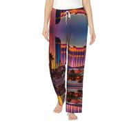 Las Vegas Sunset 1 - Pantalones de pijama de franela para mujer, suaves, cálidos y adorables para máxima comodidad, Negro, XXL