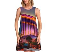 Las Vegas Sunset 1 - Vestido cómodo de verano para mujer, sin mangas, para vacaciones, fiestas, actividades diarias al aire libre, Negro, XXL
