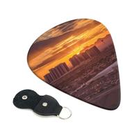 Las Vegas Sunset - 6 púas de celuloide de 0.71 mm de grosor con soporte de púas de cuero, púa de guitarra personalizada para bajo, guitarras eléctricas y acústicas, regalo para amantes de las