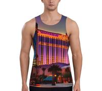 Las Vegas Sunset Print - Chaleco de entrenamiento de secado rápido para hombre, transpirable, para gimnasio, playa, deportes, uso diario casual, Negro, S