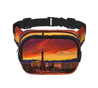 Las Vegas Sunset - Riñonera cuadrada de doble capa con cinturón ajustable para ejercicio, correr, viajes, senderismo, Negro -, Talla única
