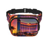 Las Vegas Sunset - Riñonera cuadrada de doble capa con cinturón ajustable para ejercicio, correr, viajes, senderismo, Negro -, Talla única