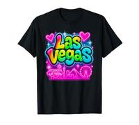 Las Vegas Vibrante Skyline Rainbow Retro City Art Camiseta