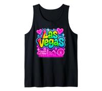 Las Vegas Vibrante Skyline Rainbow Retro City Art Camiseta sin Mangas