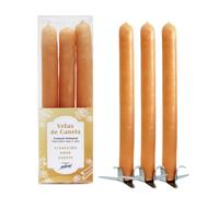 Las Velas de Mariano Pack de 3 Velas Artesanal 23 cm para Rituales y Meditación (Canela)