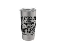Las vibraciones de Gotta Go están apagadas, divertido mapache UFO Vaso térmico de acero inoxidable de doble pared