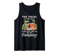 Las Voces en mi Mano siguen diciéndome Que Vaya de Camping Camiseta sin Mangas