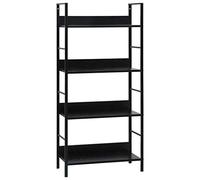 Lasamot Librería con 4 estantes Exhibidor-Estante misceláneo Estante de Almacenamiento Estante de Decorativo Independiente Estantes flotantes Aspecto Negro 60 × 27,6 × 124,5 cm Tablero de aglomerado