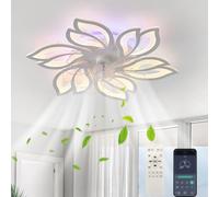 LASANYA RGB Flor Ventilador De Techo Con Luz Silencioso,Moderna Lampara Ventilador Techo Con Luz Y Mando A Distancia, LED Regulable DC Motor Dormitorio Lámpara De Techo Con, 6 Velocidade