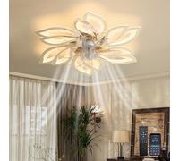 LASANYA Ventilador de Techo con Luz 65cm Moderno Diseño de Hojas Silencioso Motor DC 6 Velocidades Reversible Perfil Bajo LED Regulable APP y Mando a Distancia Dormitorio Salón Oro-Cromado-Oro Cromado