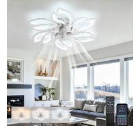 LASANYA Ventilador de Techo con Luz 65cm Moderno Diseño de Hojas Silencioso Motor DC 6 Velocidades Reversible Perfil Bajo LED Regulable APP y Mando a Distancia Dormitorio Salón Oro-Cromado-Cromado