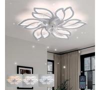 LASANYA Ventilador de Techo con Luz 65cm Moderno Diseño de Hojas Silencioso Motor DC 6 Velocidades Reversible Perfil Bajo LED Regulable APP y Mando a Distancia Dormitorio Salón Oro-Cromado-Blanco