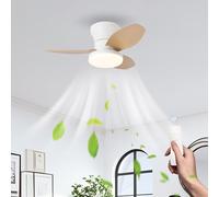 LASANYA Ventilador de Techo con Luz Habitación Infantil Lámpara Ventilador Techo 3 Aspas Celing Fan with Light Regulable para Comedor Salón Dormitorio (White-Wood Grain, 65CM)