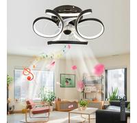 LASANYA Ventilador de Techo con Luz y Mando a Distancia, Altavoz Bluetooth, Lampara Ventilador Techo Reversible, Ceiling Fan with Light LED Regulable, Para Dormitorio Sala de Estar-Negro-Bluetooth