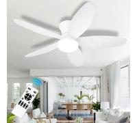LASANYA Ventilador de Techo con Luz y Mando a Distancia Salón, Silencioso Regulable Led Lampara Ventilador Techo de 5 Aspas Ceiling Fan with Light Para Oficina, Reversible, Motor DC-White||100CM