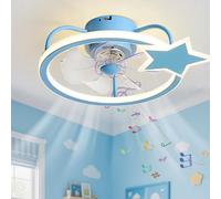 LASANYA Ventilador de Techo Moderno Estrella Infantil con Luz y Mando a Distancia, Lampara Ventilador Techo Inteligente Bluetooth para Habitación Infantil, Celing Fan with Light Regulable-Azul