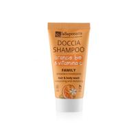 laSaponaria Gel de ducha y champú 2 en 1 con naranja BIO y vit. C para toda la familia 30 ml - con una fragancia dulce y estimulante