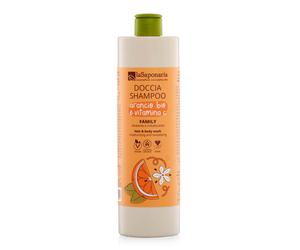 laSaponaria Gel de ducha y champú 2 en 1 con naranja BIO y vitamina C para toda la familia 500 ml - con una fragancia dulce y estimulante