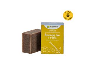 laSaponaria Jabón sólido de oliva BIO - Miel y lavanda (100 g) - apto para cuerpo y rostro