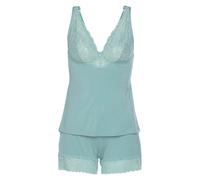 LASCANA Pijama de pantalón corto 'Summer Lace' verde XS-S verde