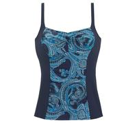 LASCANA Top de tankini azul / genciana / naranja / blanco XXLxB azul / genciana / naranja / blanco