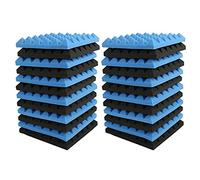 lascivious 24X Azulejos de Espuma Acústica de CarbónPaneles de Espuma de InsonorizaciónRelleno de Sonido de Estudio 2 x 10 x 10 Pulgadas (Negro + Azul)