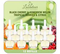 LASENTEUR Recarga de 12 x 19 ml, compatible con Air Wick y Glade, ambientador para el enchufe, frasco de aceite aromático con cereza negra, frambuesa, cítricos y melón miel