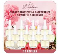 LASENTEUR Recarga de 12 x 19 ml, compatible con Air Wick y Glade, ambientador para el enchufe, frasco de aceite aromático con flor de cerezo, frambuesa, abeto plateado y coco