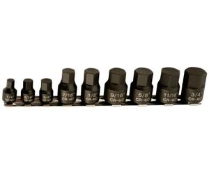 Laser 5666 Low Profile Impact AF Hex Socket bit Set 1/4" D, 3/8" D 9pc