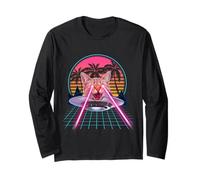 Laser Cat Eyes Kitten UFO Retro 80s Funny Cats Lovers Manga Larga
