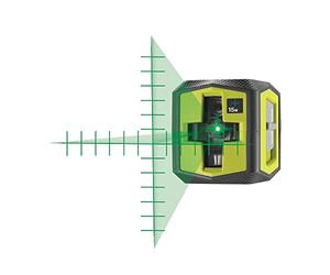 Laser croix vert avec traits de repere - portée 15 m - précision +/- 0,5 mm - Livré avec une cible et 2 piles