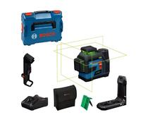 Nivel láser GLL 12V-100-33 CG de Bosch Professional (3 láseres verdes de 360°, 100 m de alcance (radio) con receptor, IP 65, Levelling Remote, LB 10, DK 20, GBA 12V 2.0Ah, GAL 12V-40, funda, L-Boxx)