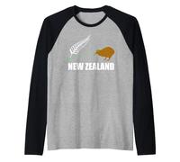 Laser Kiwi Flag New Zealand Flag Camiseta Manga Raglan