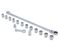 Laser Tools Extra Largo Flexible Trinquete Llave / Enchufe Juego 16pc 8662
