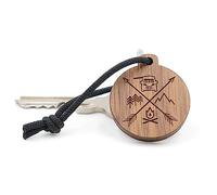 Laserfaktur Llavero Auszeit de madera de nogal | Camping Anhänger | Camper Geschenk, marrón, 30mm