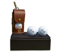 Lasernauten Juego de Golf Personalizado: 4 Pelotas Grabadas con Iniciales y Estuche de Cuero Golfistas