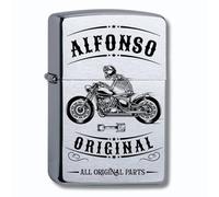 Lasernauten Mechero de Gasolina Compatible with Zippo con Grabado para motoristas, Personalizable con Nombre para Motociclistas, Chopper, Idea Regalo (diseño 3: Esqueleto)