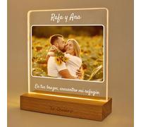 LASERO' Lampara Personalizada con Tu Foto - Impresión UV en Placa con Base de Madera LED | Lampara Foto Personalizada, Regalo Personalizado para Pareja, Mujer, Hombre y Amigas