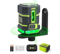 LASGOO Nivel láser verde auto-nivelante, láser horizontal 360° y línea vertical, 4 niveles de brillo, modo pulso, soporte en L, baterías y bolsa incluidas