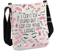 Lash Artist Gift - Bolso cruzado para esteticista con texto en inglés "I Can't Fix Stupid But I Can Fix Your Lashes, Fix Your Lashes Cb Eu, 8.27 Inches ×6.5 Inches × 0.79 Inches