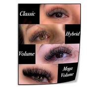 Lash Artist Reference Poster Eyelash Extension Style Catalog Chart for Beauty Salon Wall Decor Client Consultation and Training Tool(Framed,16x24inch(40x60cm))
