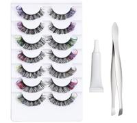 Lash Clusters, 7-Pair Multicolor Natural Eyelash Set, Reusable Soft Fake Lashes, Lightweight Lashes for Teens Girls, Party Makeup, Photoshoot, Evening Glam Looks, Black