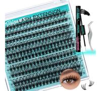 Lash Clusters Kit 200pcs, Kit de Extensiones de Pestañas 70D D Curl Diy Cluster Eyelashes Extensions Lash Bond and Remover Pinzas de pestañas impermeables para 9-16mm Mix Lashes Principiante