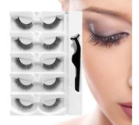 Lash Set - 5 pares de pestañas postizas autoadhesivas, y reutilizables, no necesita pegamento | Belleza sin esfuerzo para novia, madre, esposa, maquillaje diario, fiesta, ocasión especial,