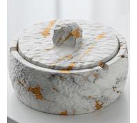 LaSheer Cenicero de cerámica con tapa, ceniceros resistentes al viento para cigarrillos para el hogar, interiores y exteriores, oficina, mesa, soporte para fumar malas hierbas, ceniceros de mármol